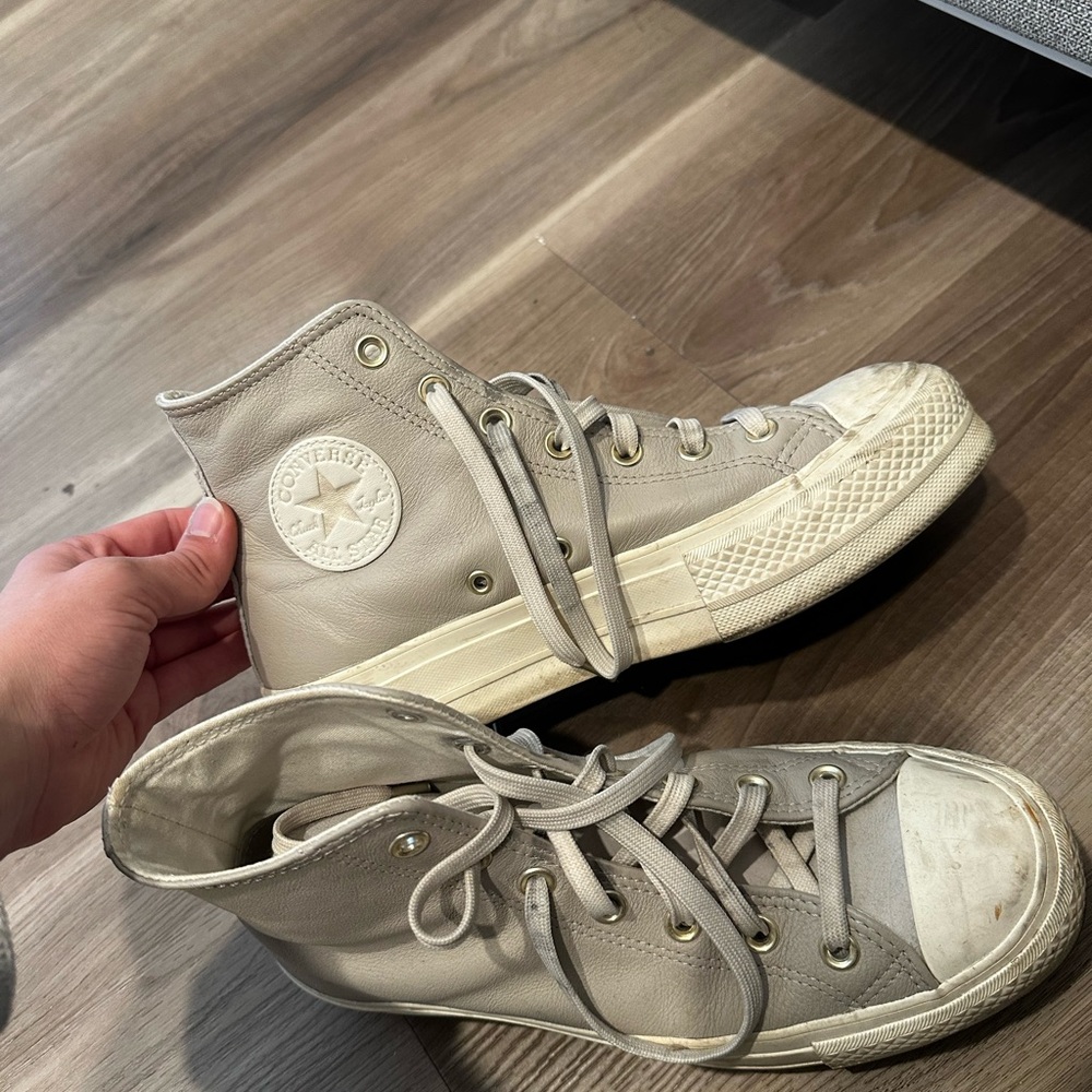 Converse High-Top Sneakers in Light Beige